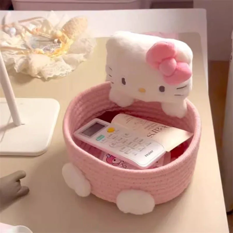 Boîte de rangement de maquillage Kitty Cat avec poignée, organisateur de produits de beauté portables, plateau de rangement de collations, Organization multifonctionnelle à domicile