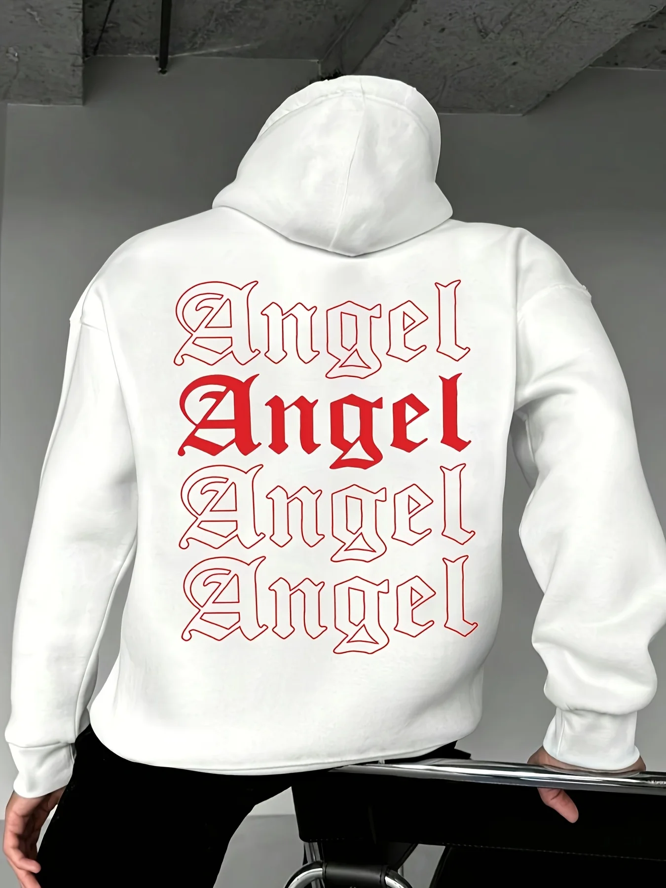 Fall/Winter Men's Letter-Printed Drop-Shoulder Hooded Sweatshirt Fashion Casual Multi-Functional Sporty T-shirt