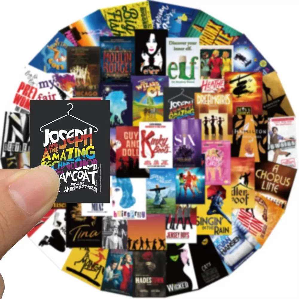 50 Uds. Pegatinas de póster Musical de gato clásico, pegatina de póster de música de Broadway, portátil, teléfono, monopatín, maleta
