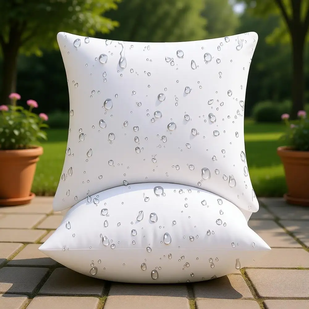 

16x16 Outdoor Pillow Inserts - Set of 2, Waterproof Down Alternative Square Cushions for Sofa, Porch Swing, or Patio Furniture