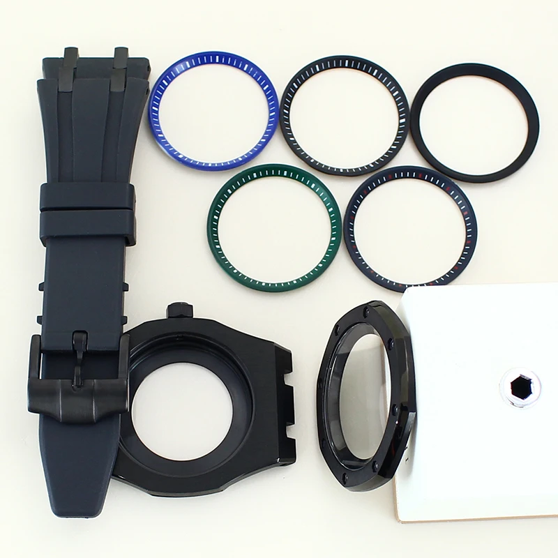 ساعة 41 ملم معدلة لطراز البلوط 316 حافظة من الفولاذ المقاوم للصدأ حزام مطاطي لحركة NH35/36 #3