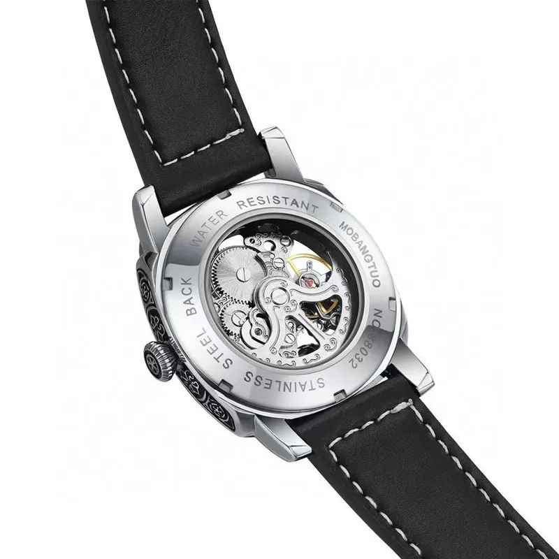 Zegarek dla człowieka Tourbillon automatyczne zegarek Skeleton męskie zegarki najwyższej marki luksusowe grawerowane Vintage mechaniczne Reloj Hombre