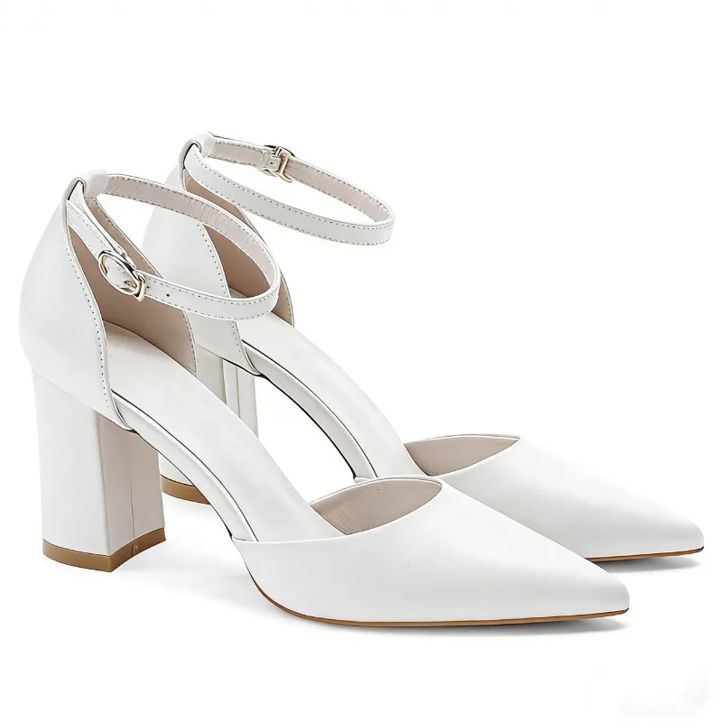 

Элегантные женские бежевые туфли-лодочки с тонкими ремешками и перекрестными пряжками на среднем каблуке для офиса и повседневной носки