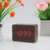 Smart led wooden alarm clock bedside fashionable luminous digital USB powered electronic alarm clock