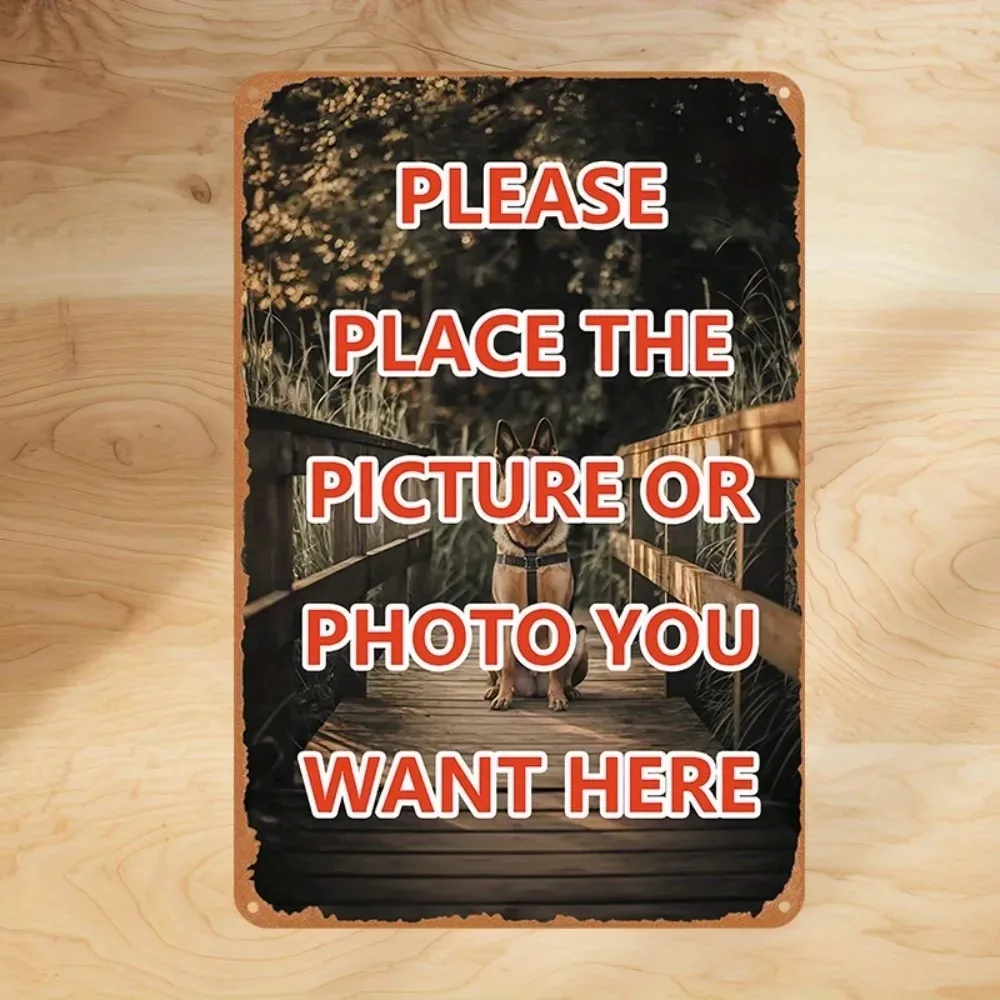 Customizable Vintage Tin Wall Art Personalized Photo Text Logo 20×30CM Indoor Outdoor Cafe Garage Gift (Only Decoration)