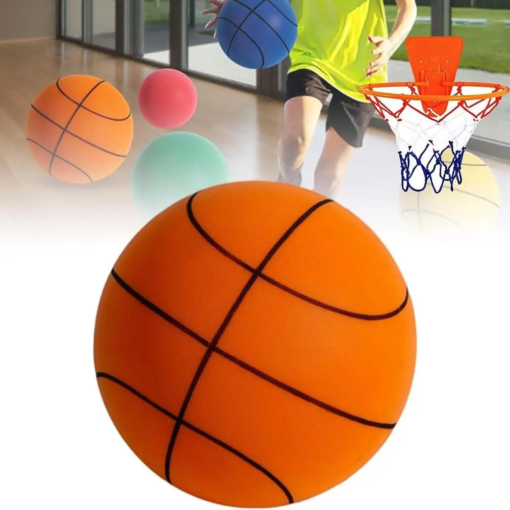Balle de basket-ball silencieuse en mousse haute densité, facile à saisir, pour activités d'intérieur, balle d'entraînement légère à faible bruit pour enfants