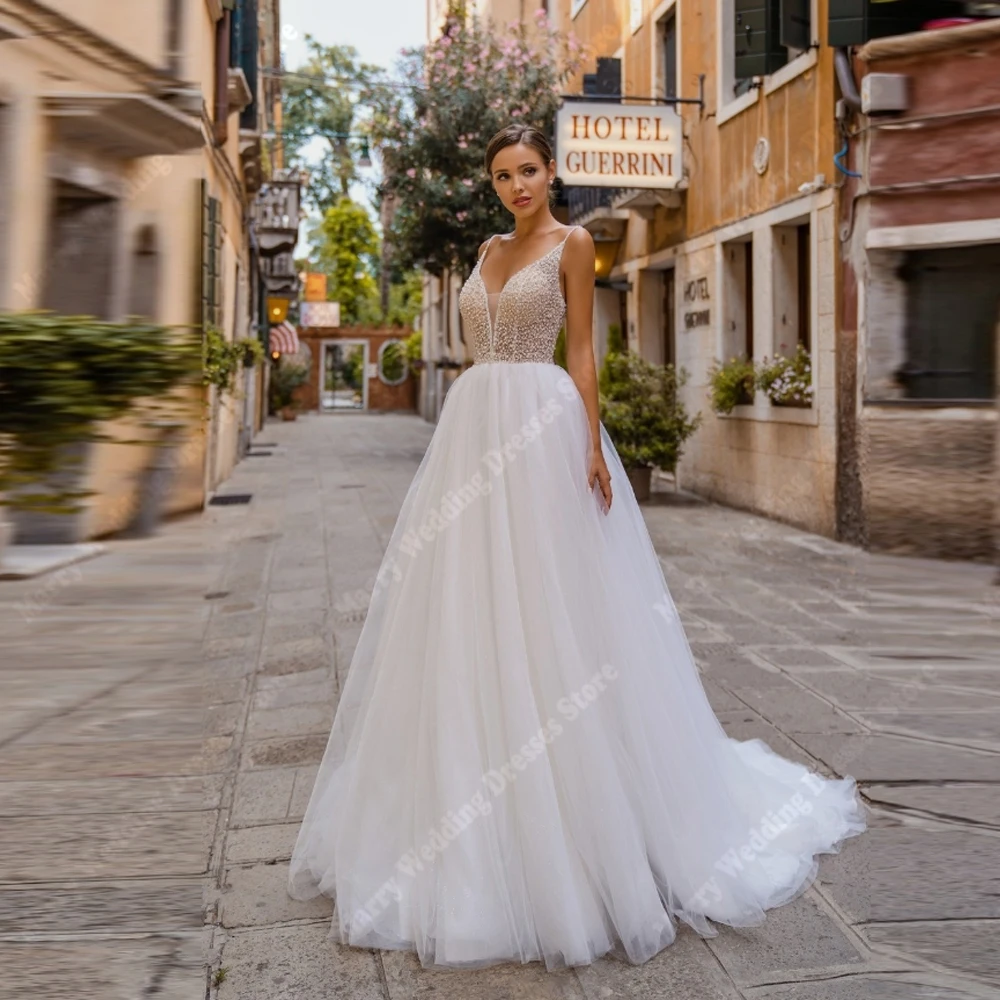 

Sweetheart Collar A-Line Women Wedding Dresses Modern Sexy V-Neck Bridal Gowns Engagement Banquet Vestidos De Novias Customized