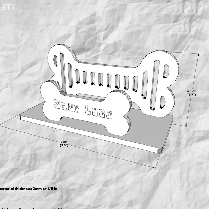 Porta biglietti da visita in legno a forma di osso di cane, porta biglietti da visita per animali domestici, organizer per espositori per carte carine con stampa di zampe in legno