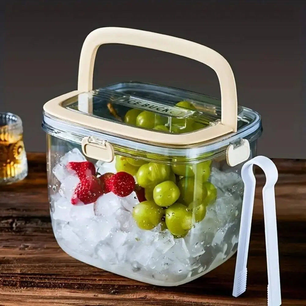 Foldable Handle Clear Ice Bucket Large Capacity Ice Box Summer Portable Ice Bucket