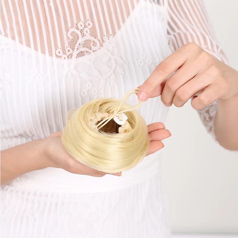 MANWEI syntetická připínací vlasy drdol elastická pás přímo vlasy chignon prodloužení scrunchie příčesek pro ženy a děti