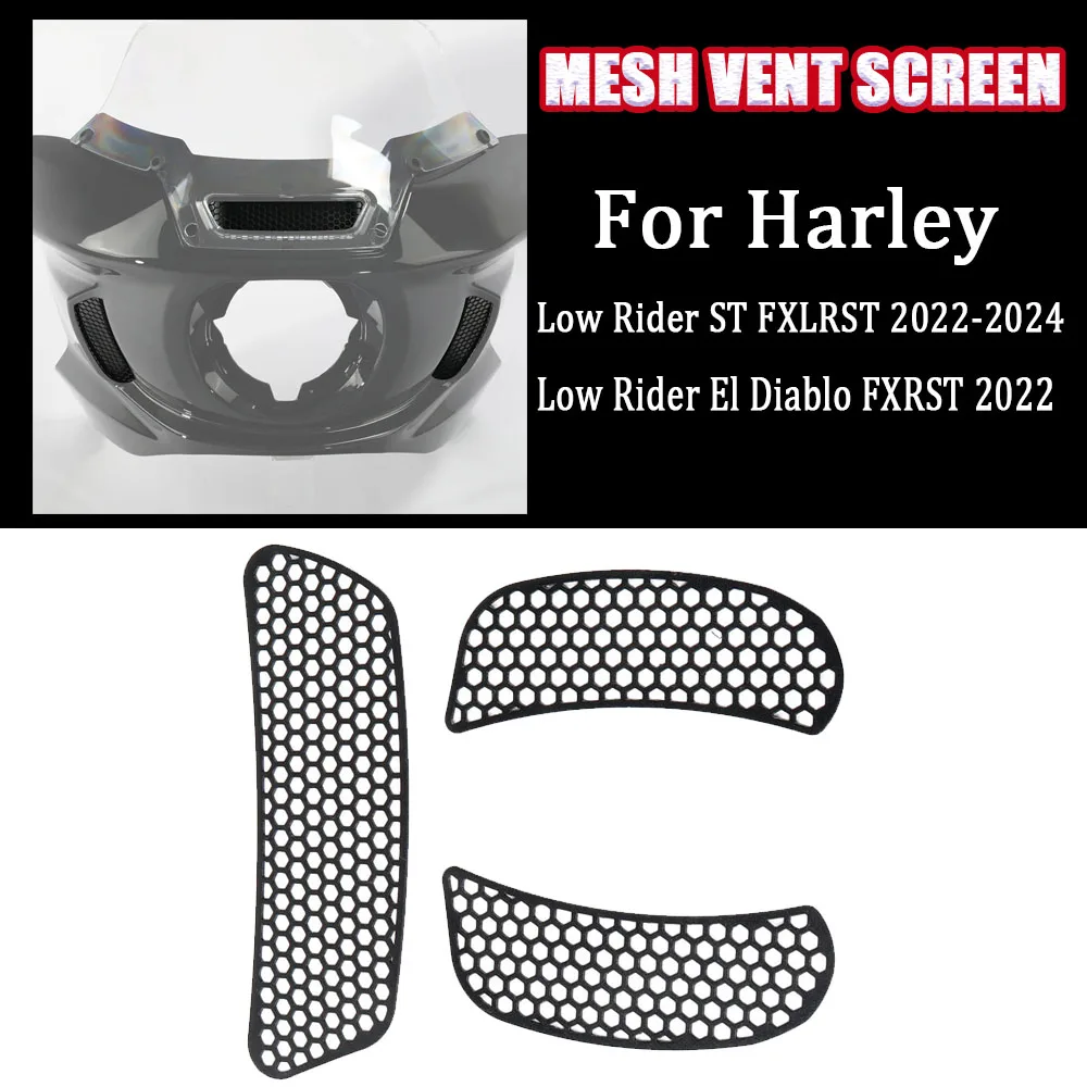 For Harley Low Rider ST FXLRST Low Rider El Diablo FXRST 2022-2024 New Motorcycle Black Aluminum Mesh Vent Screen