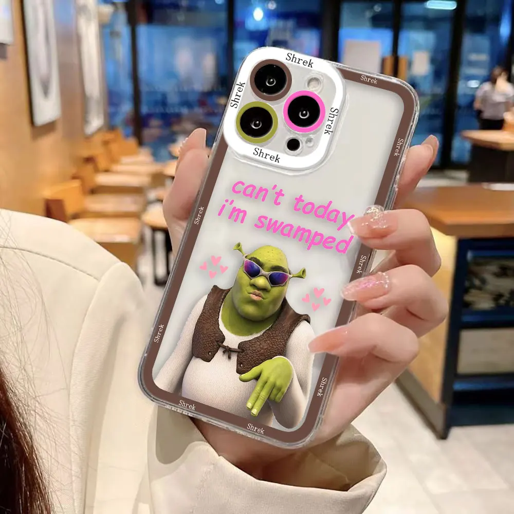 Funny Movie S-Shrek Cover Angel Eyes Clear Phone Case For iPhone 15 14 12 13 11 Pro 8 7 SE Plus X XR XS Max Case Funda Shell