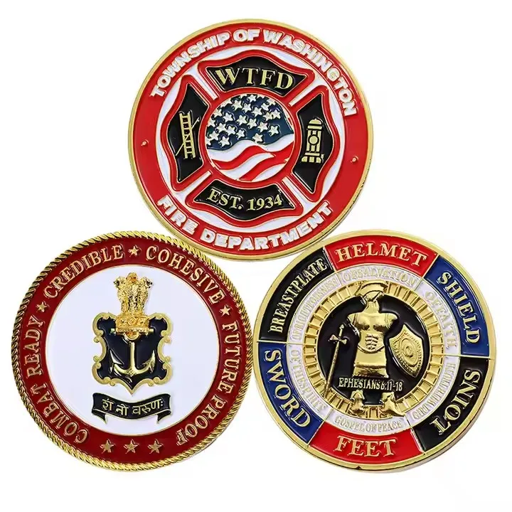 

Free Artwork Metal Challenge Coin Double Side Collectible Coin Custom Design 3D Gold Fire Department Us Coins for Souvenirs