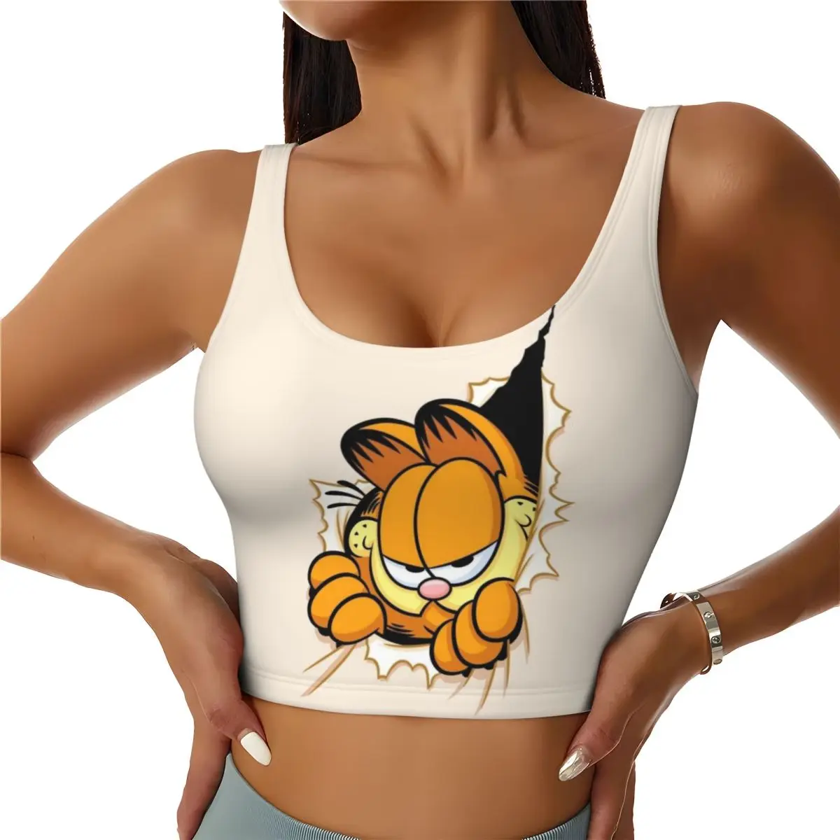 

Ударопрочные спортивные бюстгальтеры G-Garfields Comic, женские бесшовные укороченные топы на бретелях для тренировок и бега