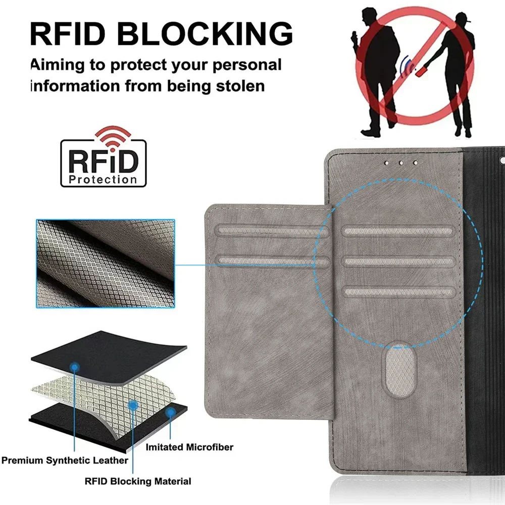 RFID 지퍼 가죽 케이스, 샤오미 레드미 노트 13 프로 플러스 5G 케이스, 노트 12 터보 13R 12S 12 T 12R 11T 11 S 11 SE 11E 11 프로 + 커버