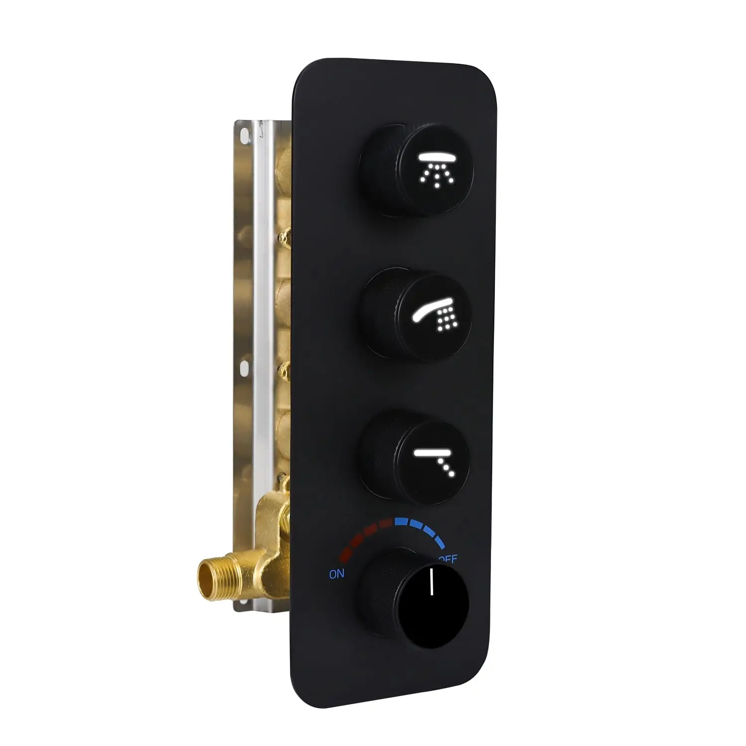 3-way Shower Splitter Valve With Led Indicator, All Options Can Be Used At Once, 3-function Shower Mixer Valve NPT 1/2 Inch