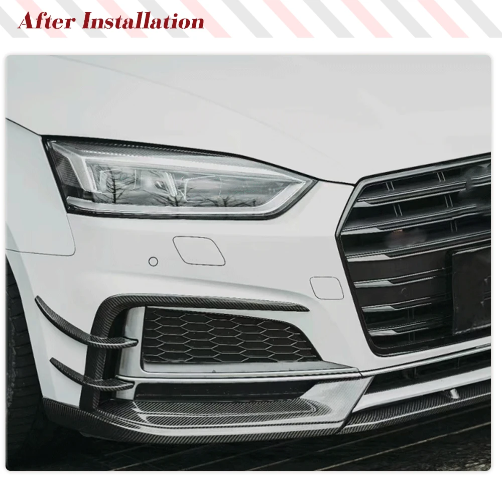 Carbon Fiber Car Front Bumper Candards Fog Grill Cover Trims for Audi A5 B9 Sline S5 2017-2020 Bumper Fins Vents FRP