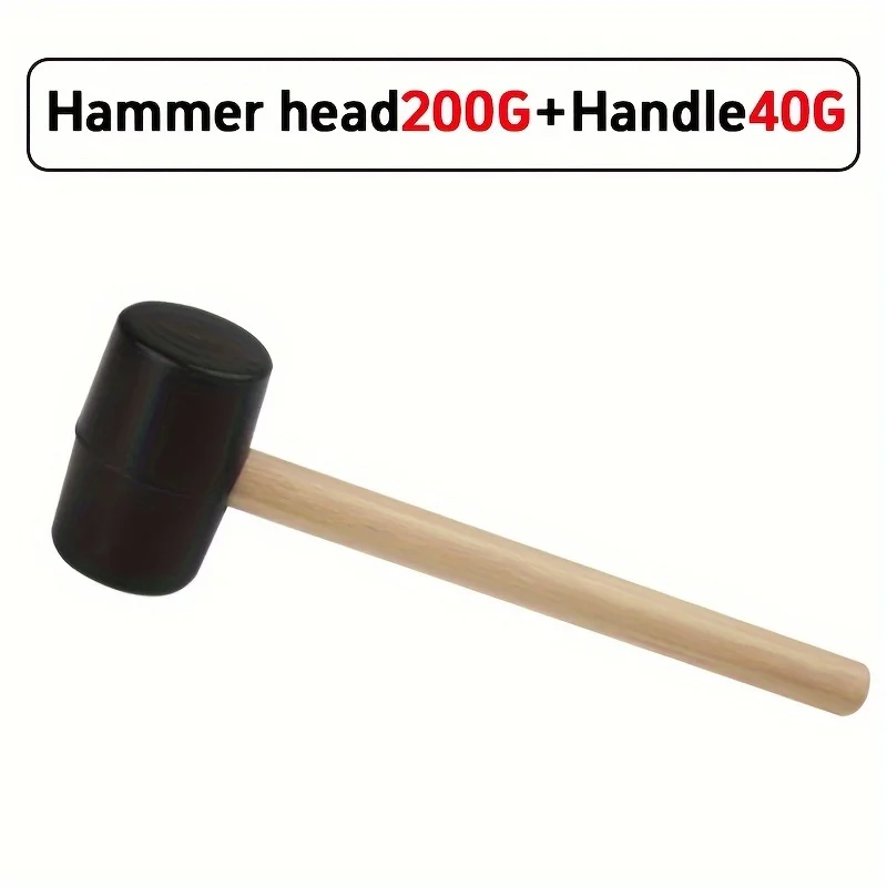 Durable Eco-Friendly Rubber Mallet Hammer with Wooden Handle for Camping, Flooring, Tent Pegs, Woodworking & Soft Blow Tasks