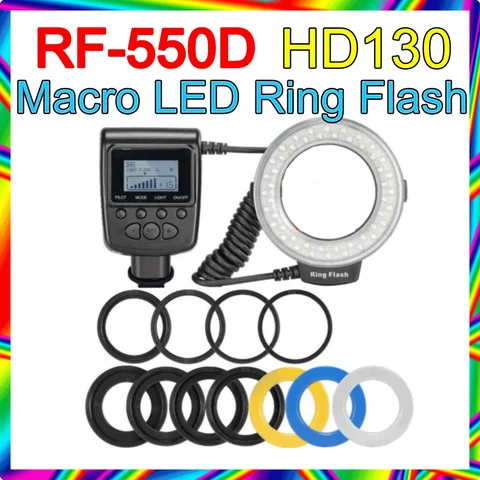 Fotopal RF-550D 48pcs Macro LED Ring Flash Bundle with 8 Adapter Ring for Canon Nikon Pentax Olympus Panasonic DSLR Camera Flash