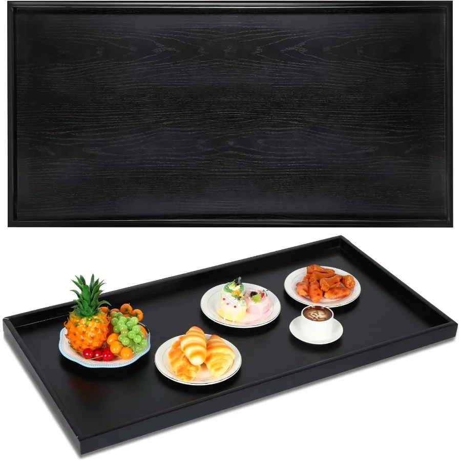 

40 x 20 Inch Rectangle Walnut Wood Ottoman Tray Natural Handmade Decorative for Tea Coffee Classic Wooden Walnut Serving Living