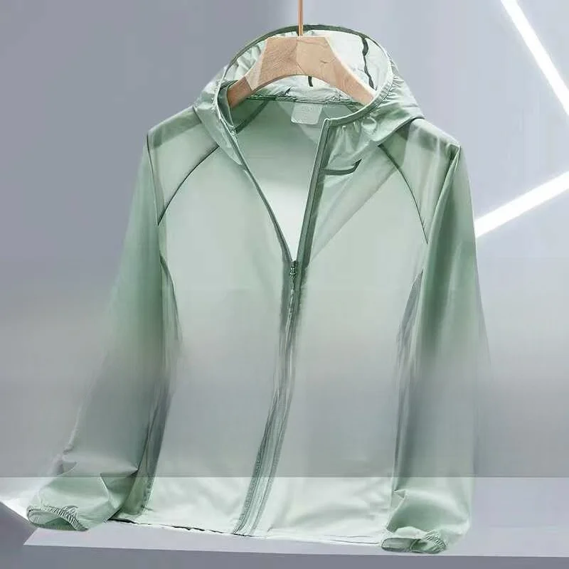 Men's Ice Silk Lightweight Breathable Summer Sun Protection Clothing Outdoor Cycling Fishing Large Size Jacket for Working