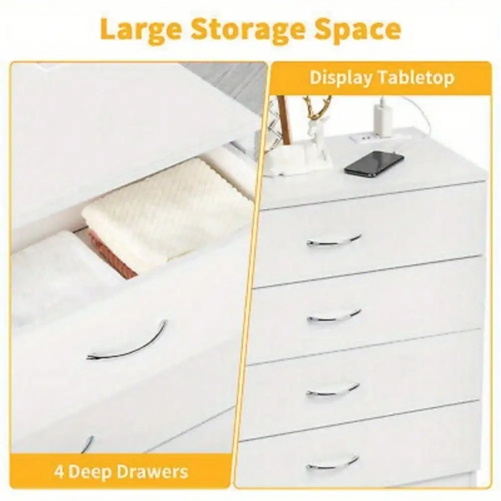 Chest of Drawers Dresser 4 Drawer Cabinet Bedroom Storage Furniture WHITE