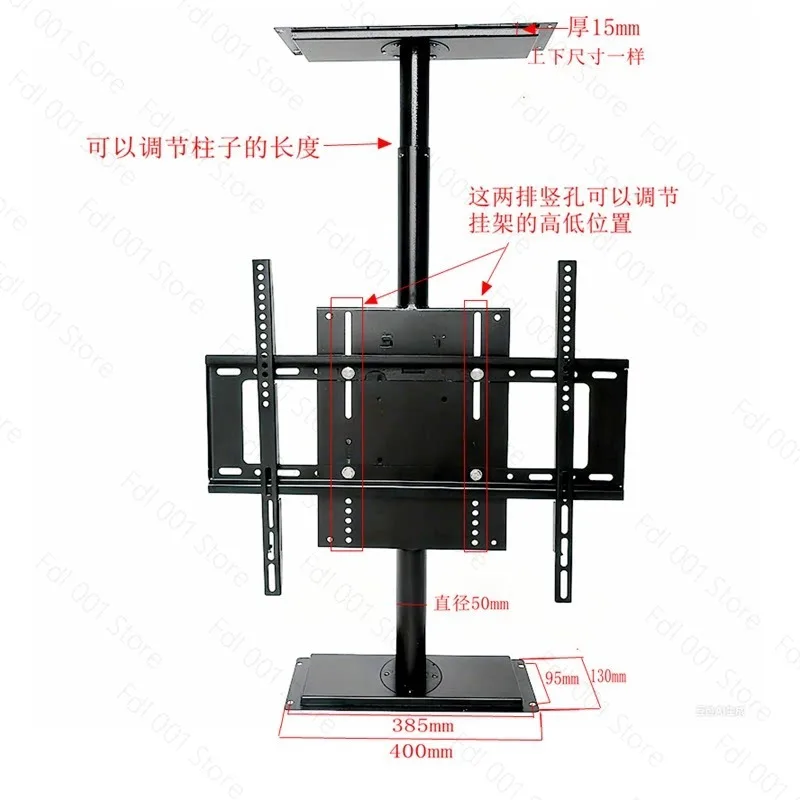 Telescopic rotating frame LCD TV rotating frame 360 degrees rotating partition wall pipe inner threading without winding