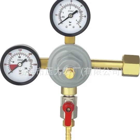 

N2-10 Wholesale Cross All Copper Oxygen Hydrogen Helium Pressure Reducing Valve High Pressure Nitrogen Reducer Manufacturer