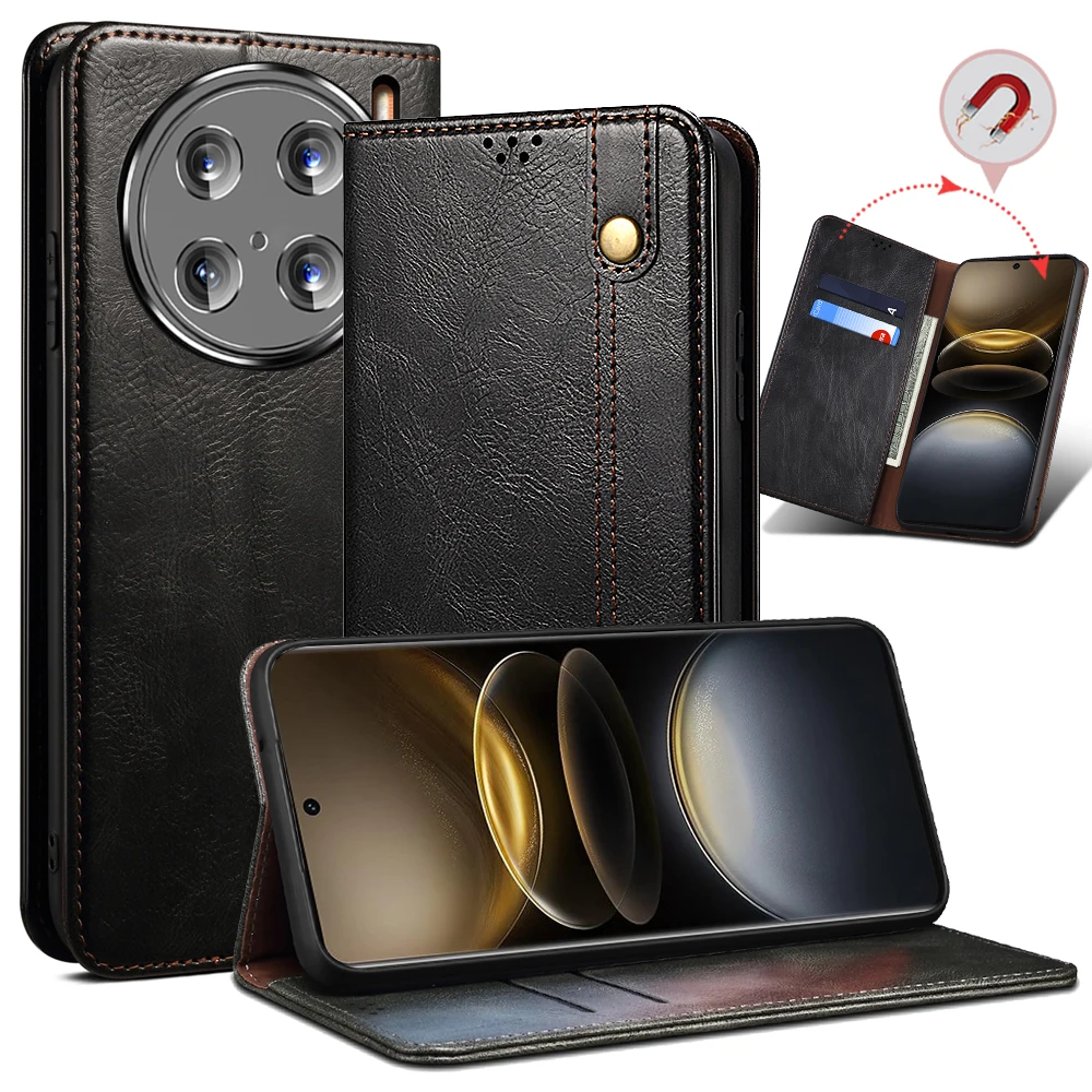 Luxury Leather Flip Wallet Case For VIVO X100 ULTRA Card Slot Stand Magnetic Phone Cover House For X100ULTRA Protective Bag