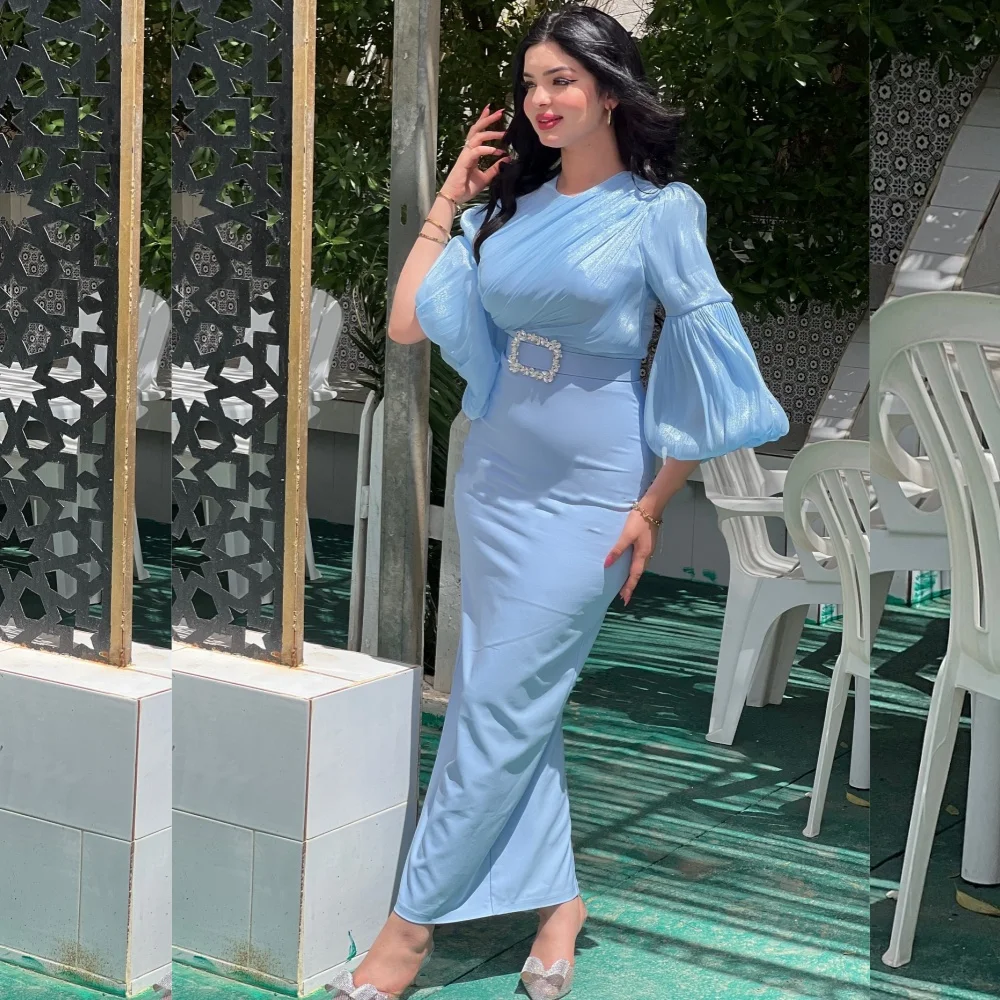 

Customized Formal Casual Jersey Sash Pleat Straight Scoop Neck Midi Dresses Bespoke Occasion Exquisite