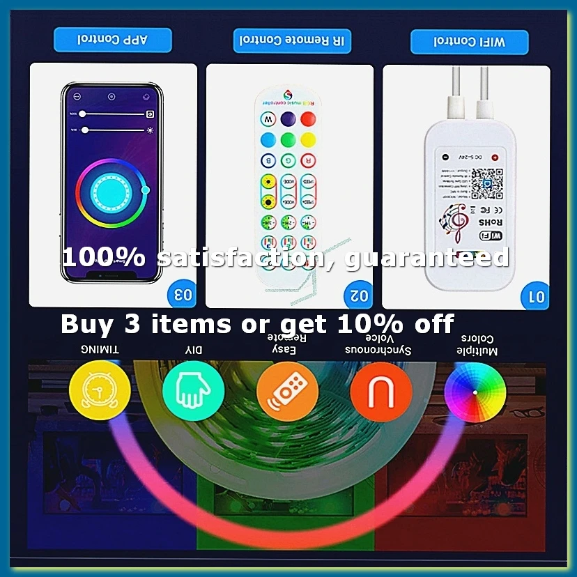 ●Tuya WiFi RGB Controller for LED Strip Light 3528 2835 5050 RGB Controler with 24Keys Remote Control