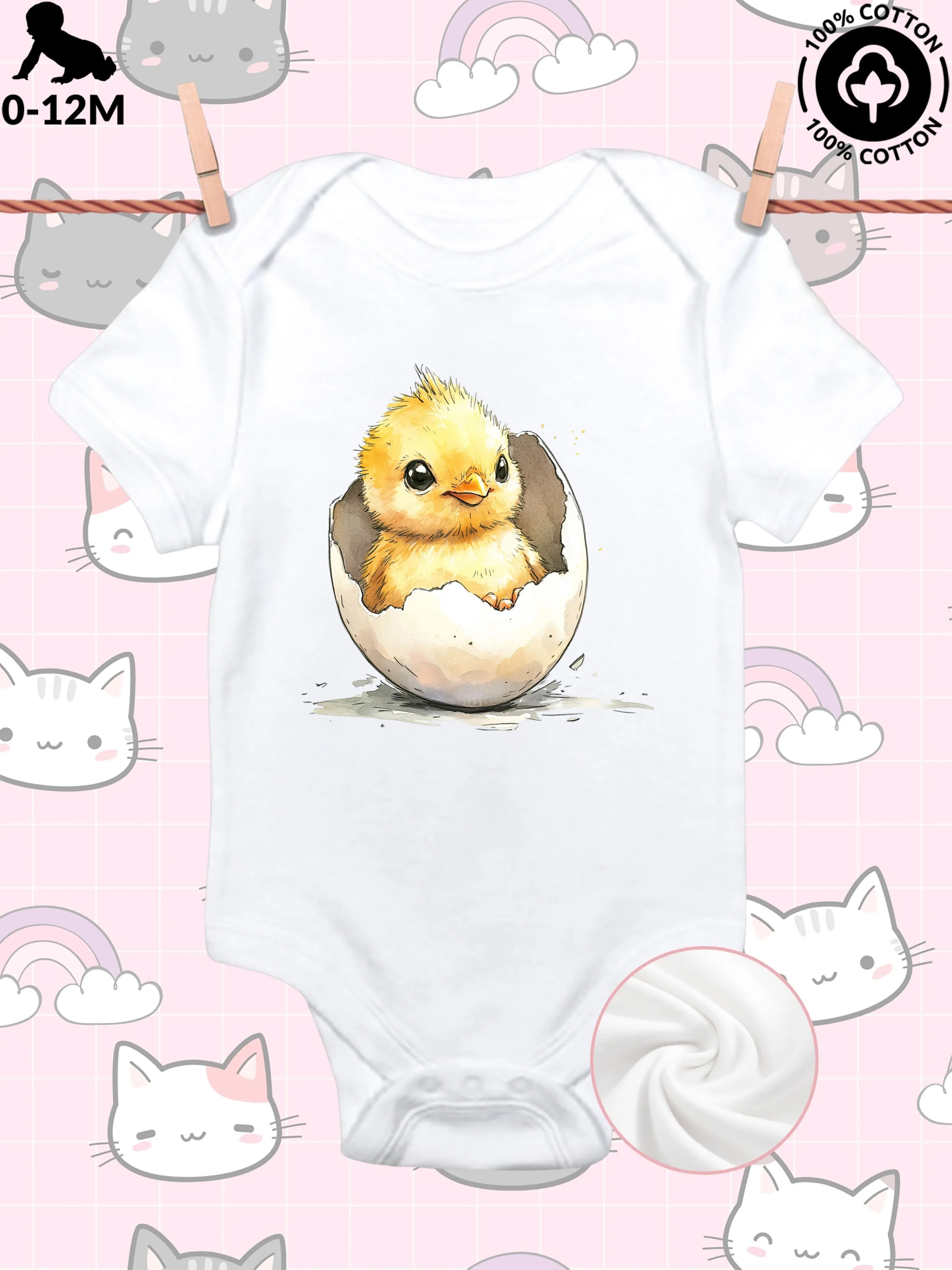 

Детский костюм для ползания Hatching Chick унисекс, мягкий комбинезон из чистого хлопка, всесезонное белое боди 190GSM