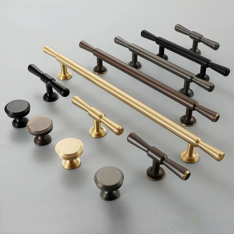 Brass Handles for Wardrobe and Drawer Gold/Black/Grey/Coffee Luxury Kitchen Cabinet Handles Furniture Handles Cabinet Pulls