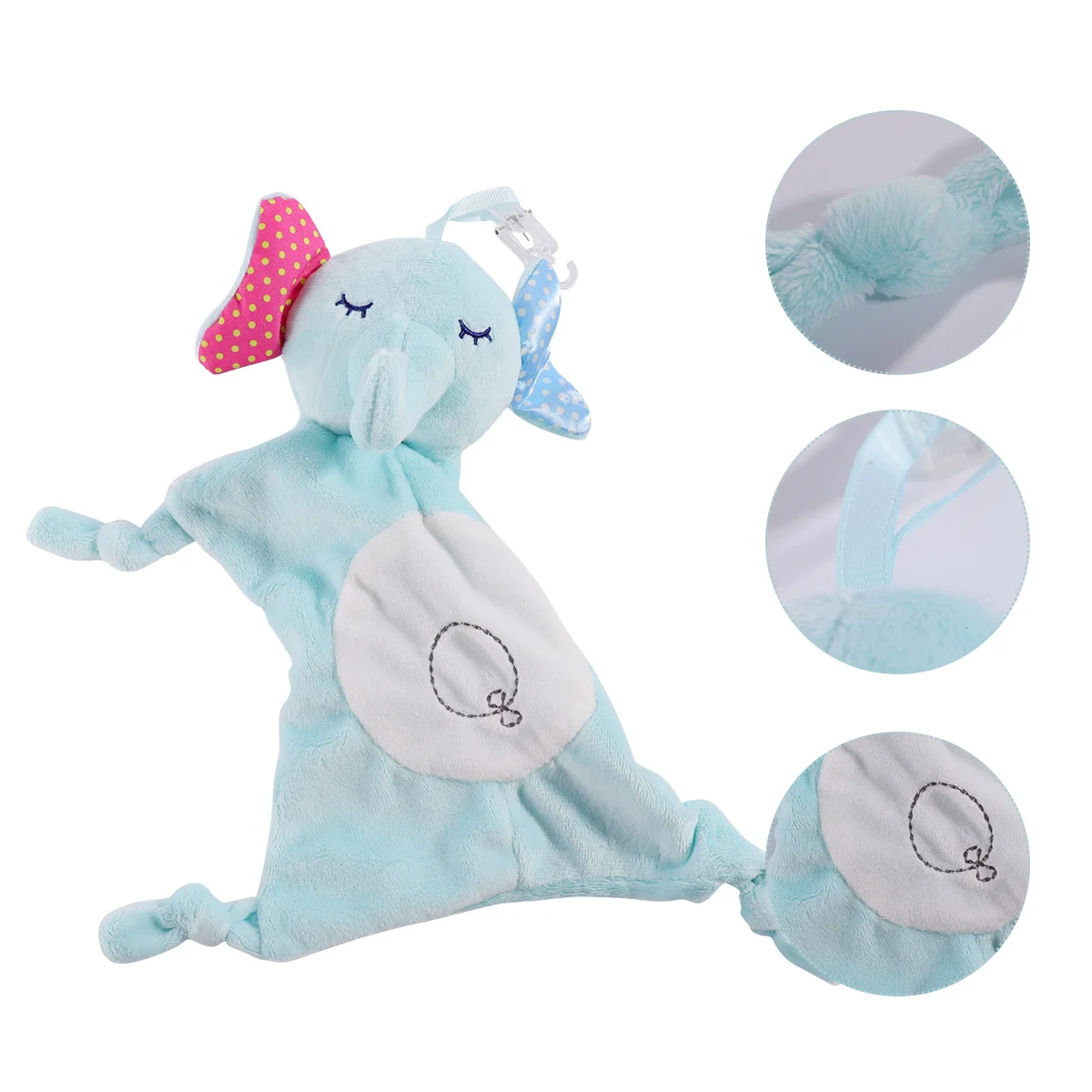 منشفة مهدئة للطفل 30 سم نمط الفيل لينة PP القطن آمنة دائم سهلة التنظيف تعزز التنمية الحسية مريحة