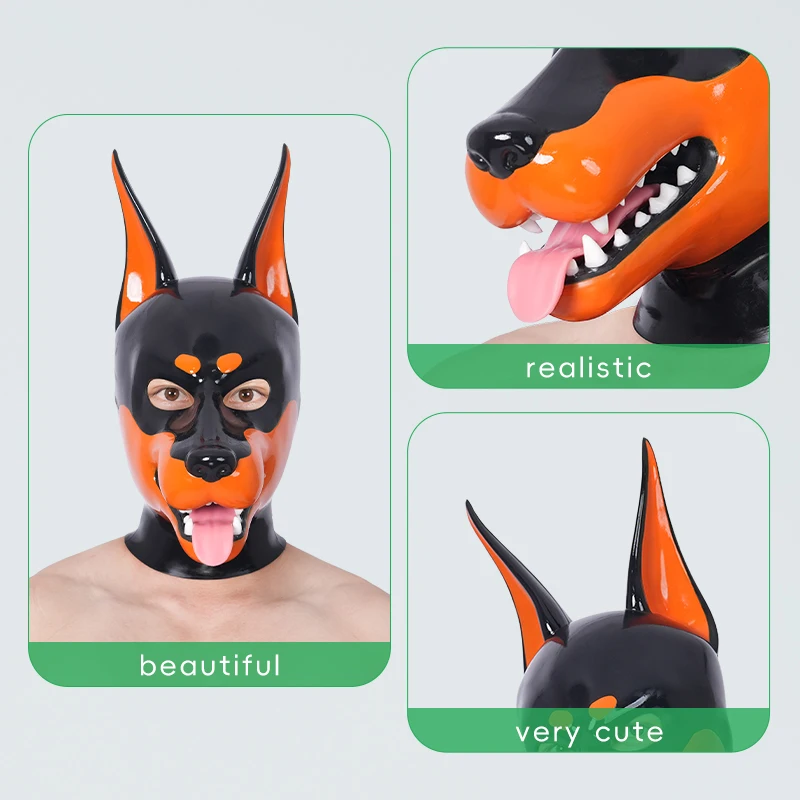 Furrjoi Silicone Doberman Mask New Design Full Head Hood for Cosplay Costumes Latex Furry Fetish Color Customizable Fursuit