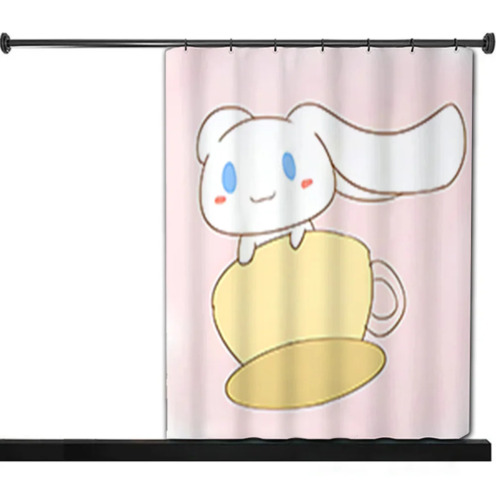 Cartoon Cinnamorol Shower Curtain Waterproof Polyester Fabric Paint Colorful Bath Curtains Home Bathroom Decor Curtain With Hook