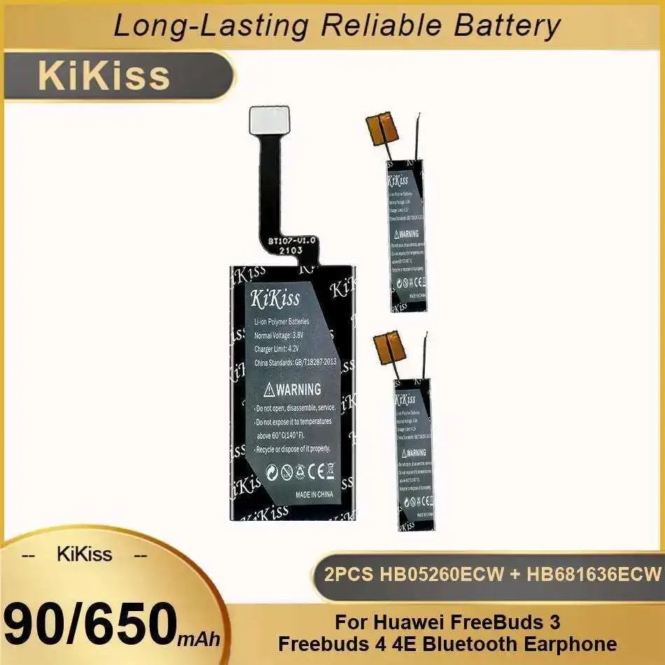 

Battery 2PCS HB05260ECW Freebuds3 4 E Earphone +HB681636ECW Charging Box For Huawei Freebuds 3 4E Bluetooth