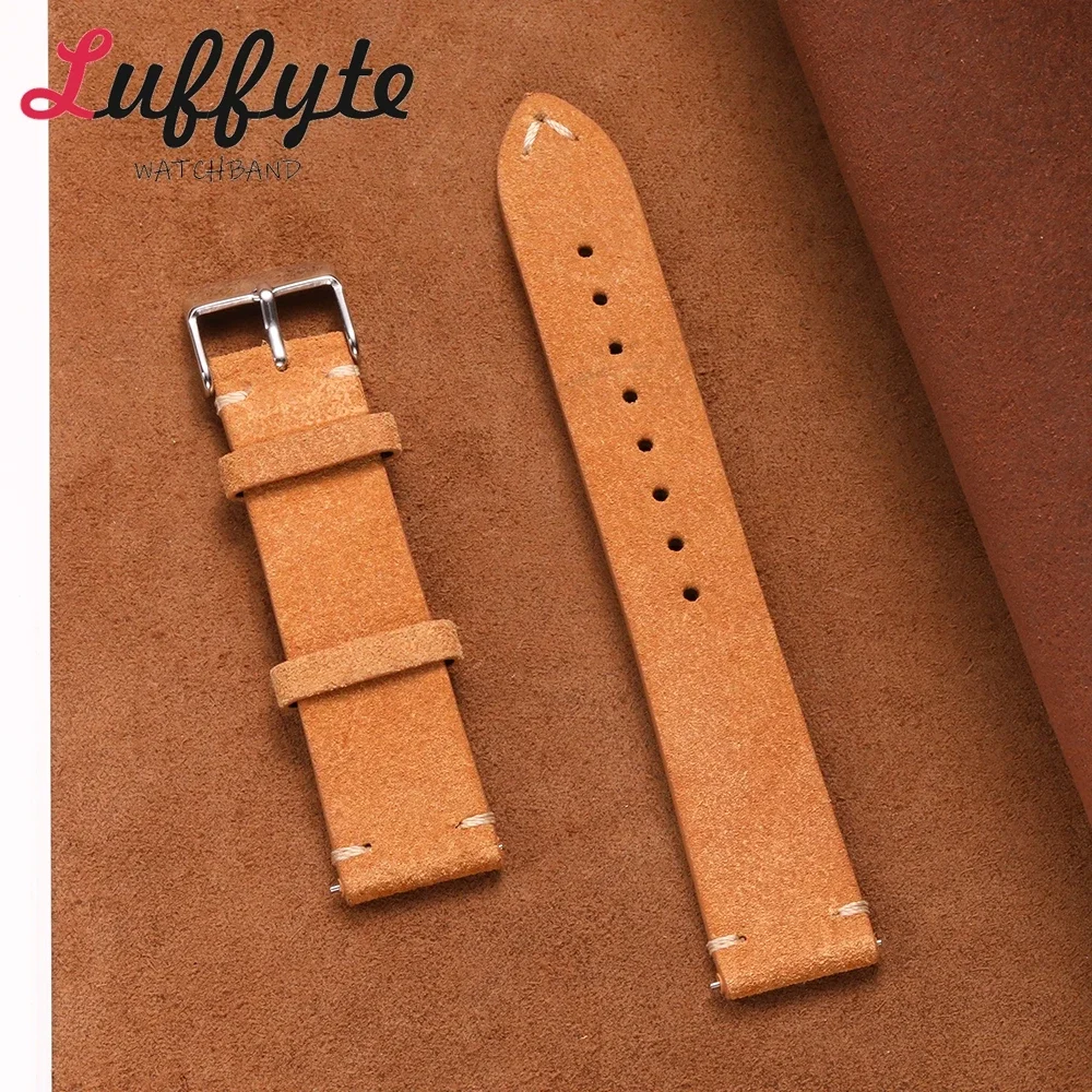Vintage-Uhrenarmbänder aus weichem Wildleder, 18 mm, 20 mm, 22 mm, Schnellverschluss-Ersatzarmband für Herren und Damen