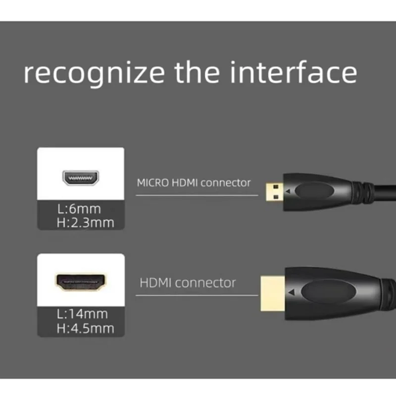 0,3-10 м Micro HDMI-совместимый с HDMI-совместимым штекерным кабелем-переходником для камеры GoPro Sony A5100 A6000 A6300, ноутбука Asus ZenBook