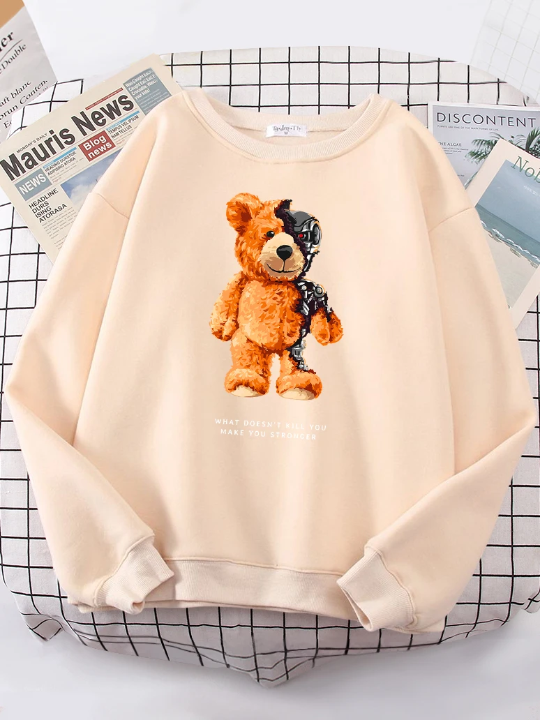 Teddy Bear Show You What I Am Really Look Like Hoodie Female Hipster Oversize Hoody Casual Sweatshirt Streetwear Soft Pullovers