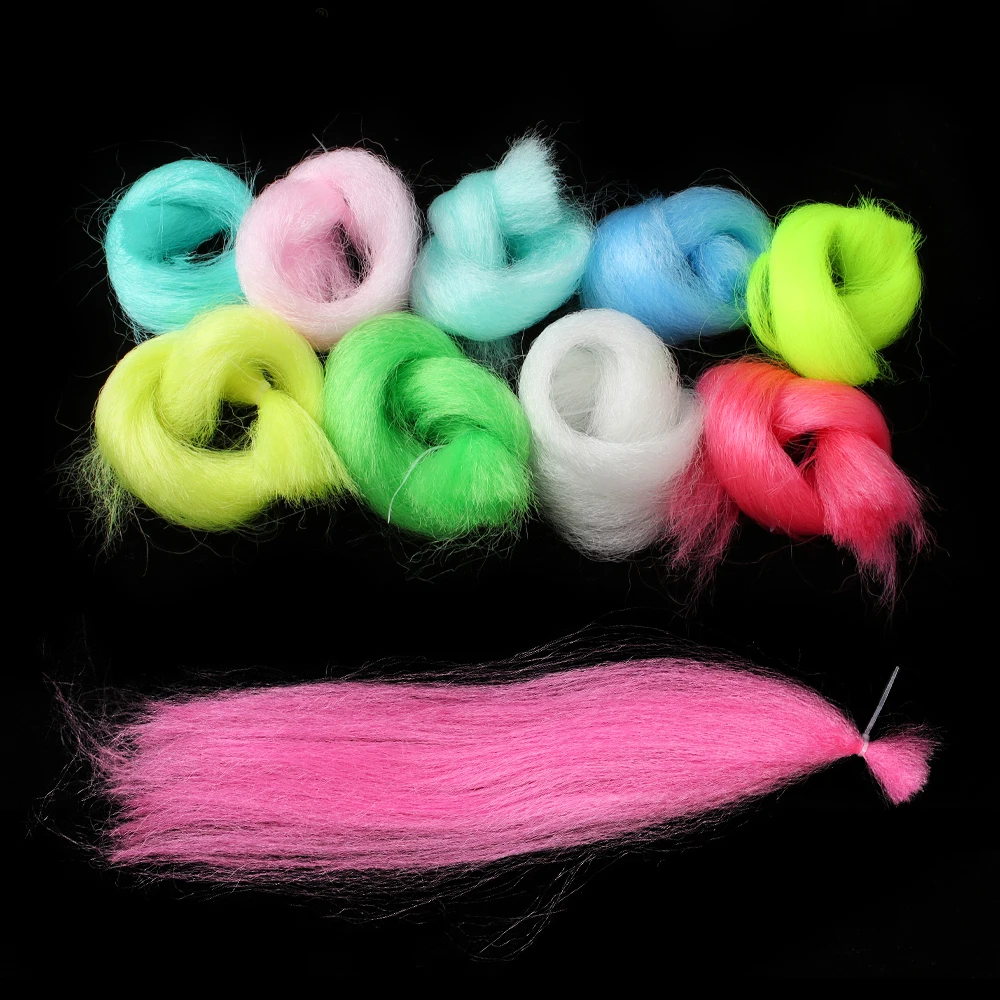 2 Packungen Leuchtende Farben Lange, geschmeidige Kunstfaser, strapazierfähige Haar- und Fuzzy-Faser für Salzwasser-Streamer, Fliegenköder und Fliegenbindematerialien