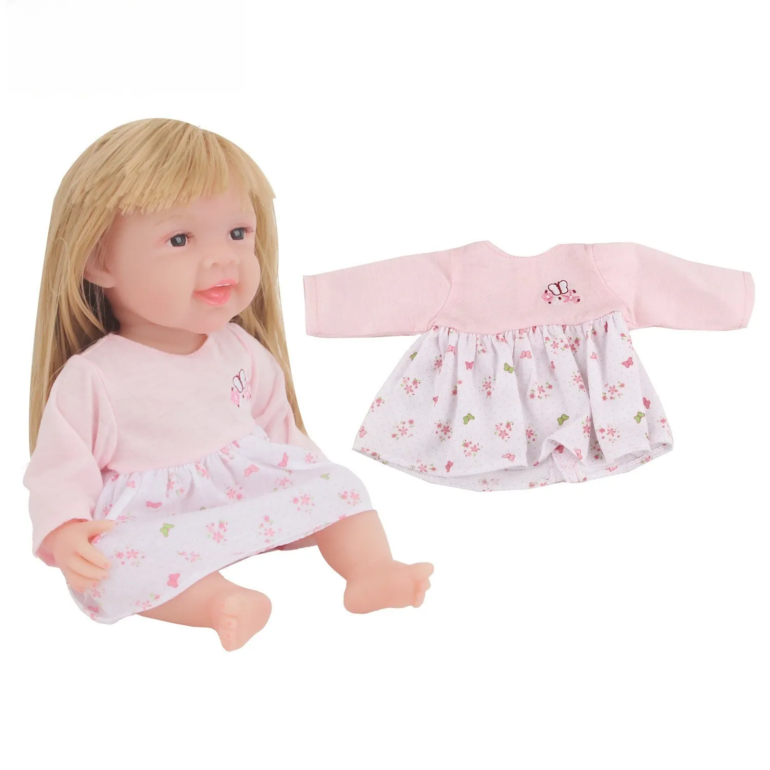 12-inch reborn doll girl's cute and sweet pink dress change outfit