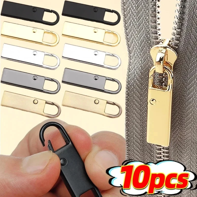 5/10/15Pcs Universal Metal Zipper Repair Quick Instant Detachable Zipper Head Replacement Zipper Pull For Jacket Bags Coat
