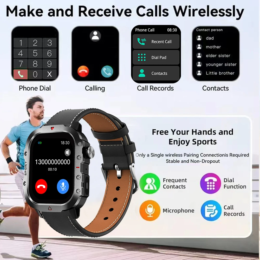 Sports Outdoor Smart Watch 2.01 inch HD Screen Holiday Gifts Bluetooth Talking Smart Watch For Men Women LED Flashlight New 2026