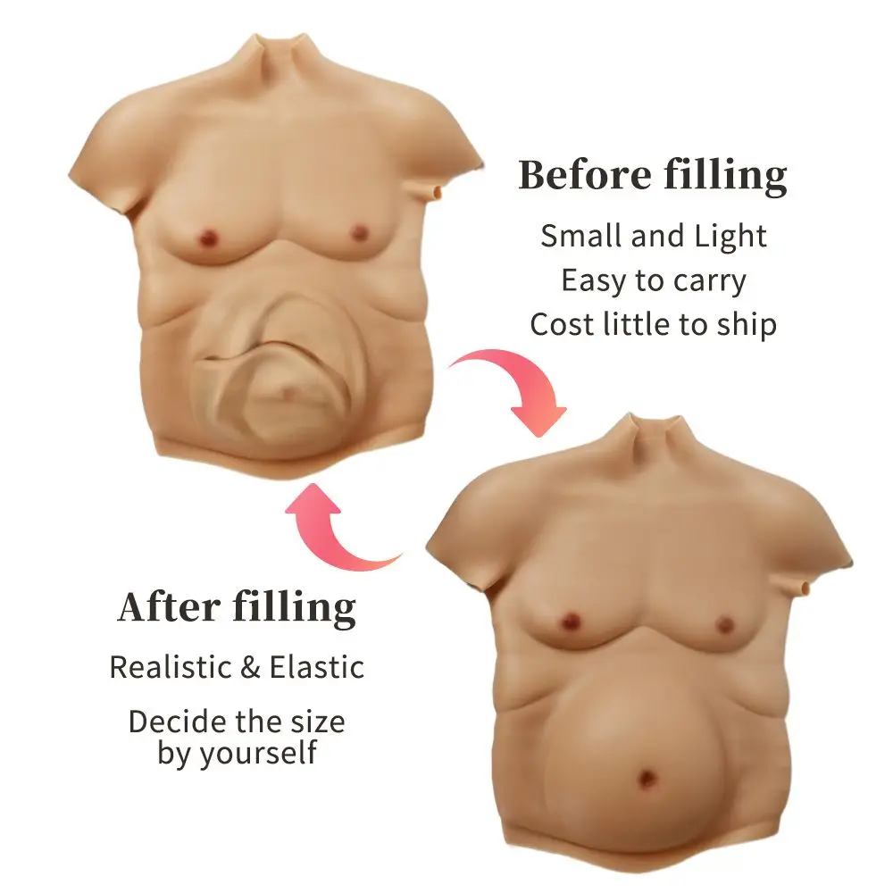 

Inflatable Silicone Body Suit with Beer Belly Fake Fat Belly for Cosplay Costume Prop DIY Realistic Pot Belly Male to Female