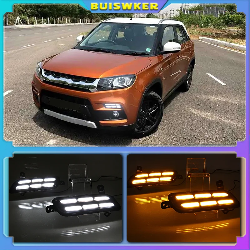 

LED DRL Daytime Running Lights Daylight with yellow turn signal Styling light For SUZUKI Vitara brezza 2015 - 2017