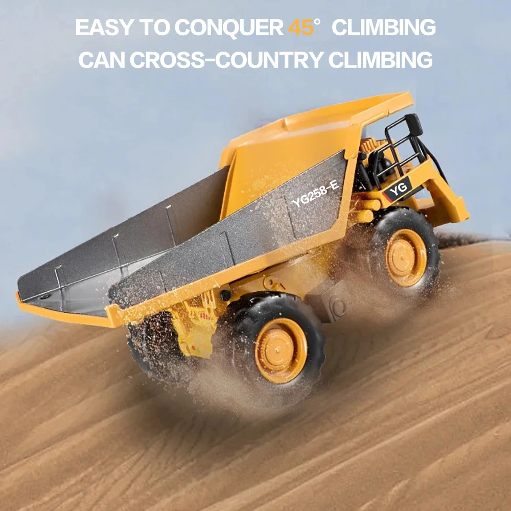 Zdalnie Sterowany Koparka dla Dzieci Światło i Dźwięk 2.4Ghz RC Pojazd Budowlany Ciężarówka Metalowy Model Buldożera dla Chłopca Prezent