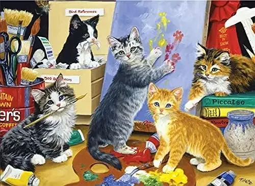 

Cats Painting Jigsaw Puzzle 300/500/1000 Pieces Family Fun Unique Wooden Puzzle Challenging Decompression Toys for Adults Family