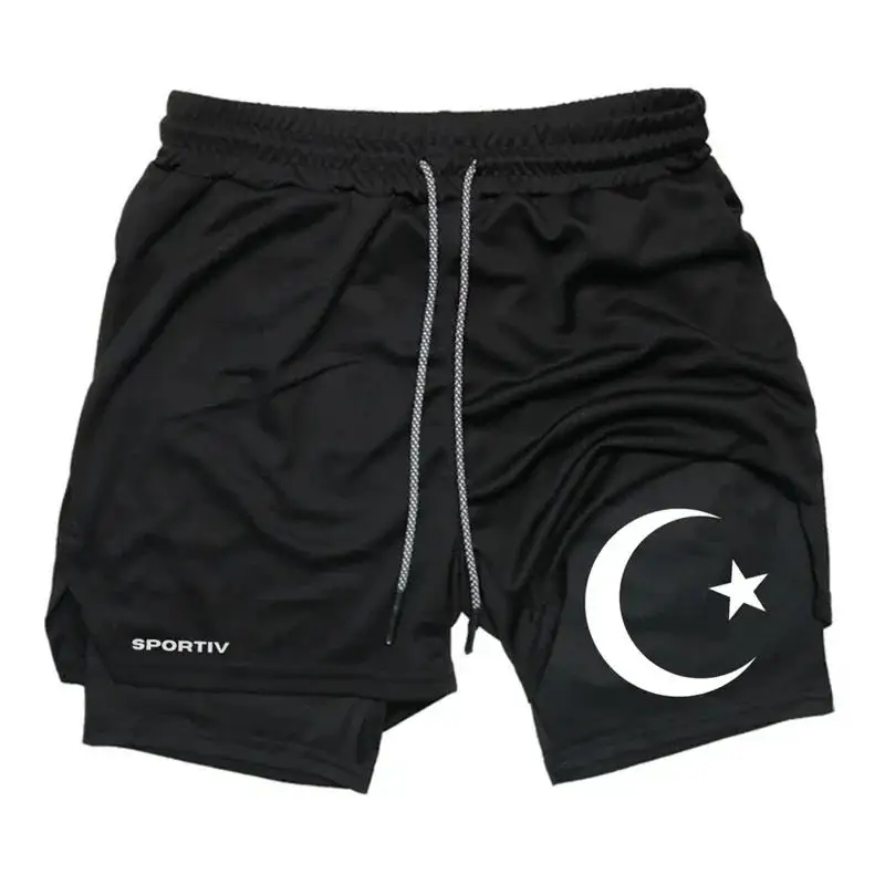 Breathable 2-in-1 Casual Workout Running Shorts for Men Fitness Gym Sport Quick Dry with Pocket Towel Activewear Loop Cycling