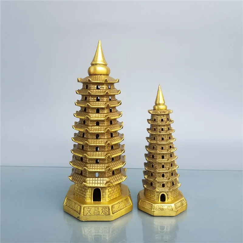 Nine-Story Pagoda Brass 9-Layer Wenchang Tower Home Living Room Office Study Decoration